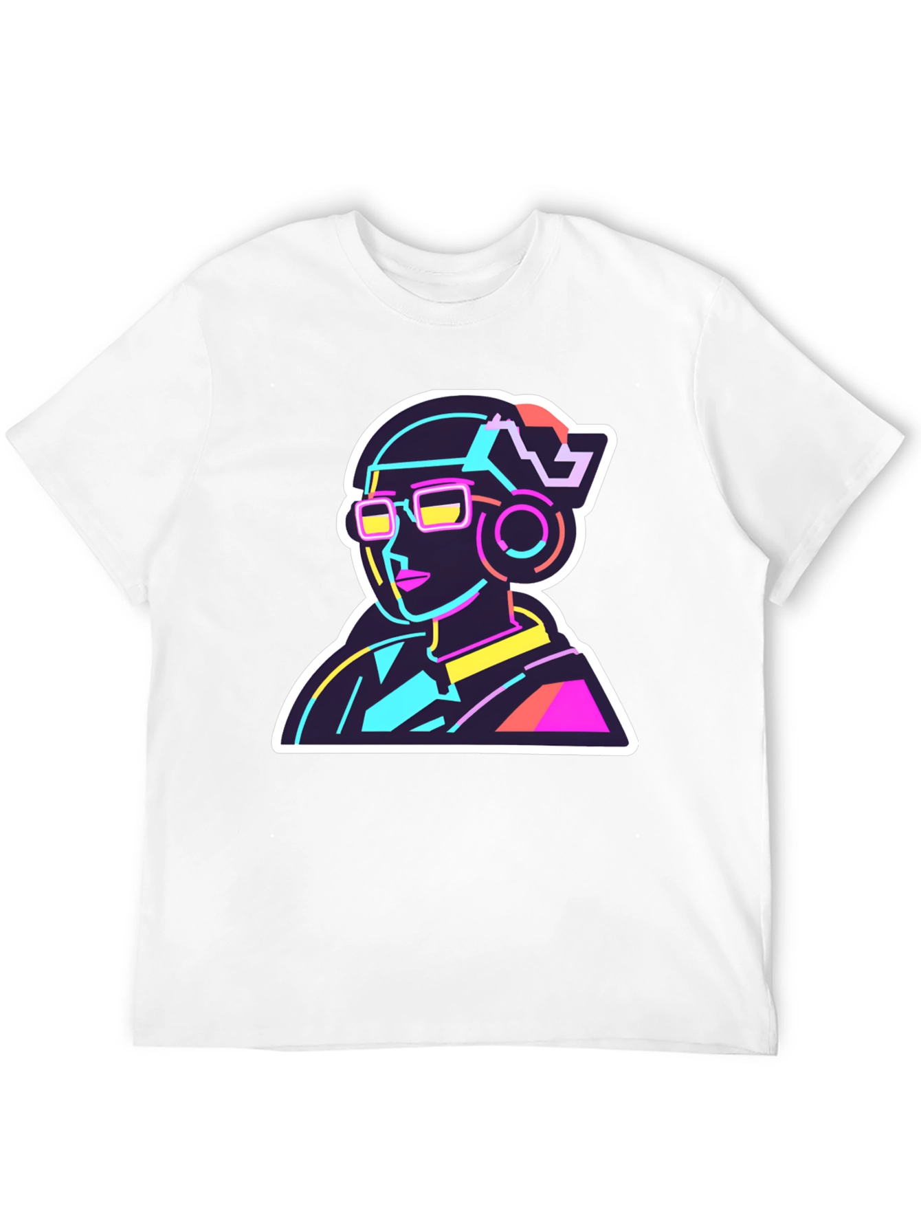 Neon Cyberpunk T-Shirt - Retro Futuristic Design