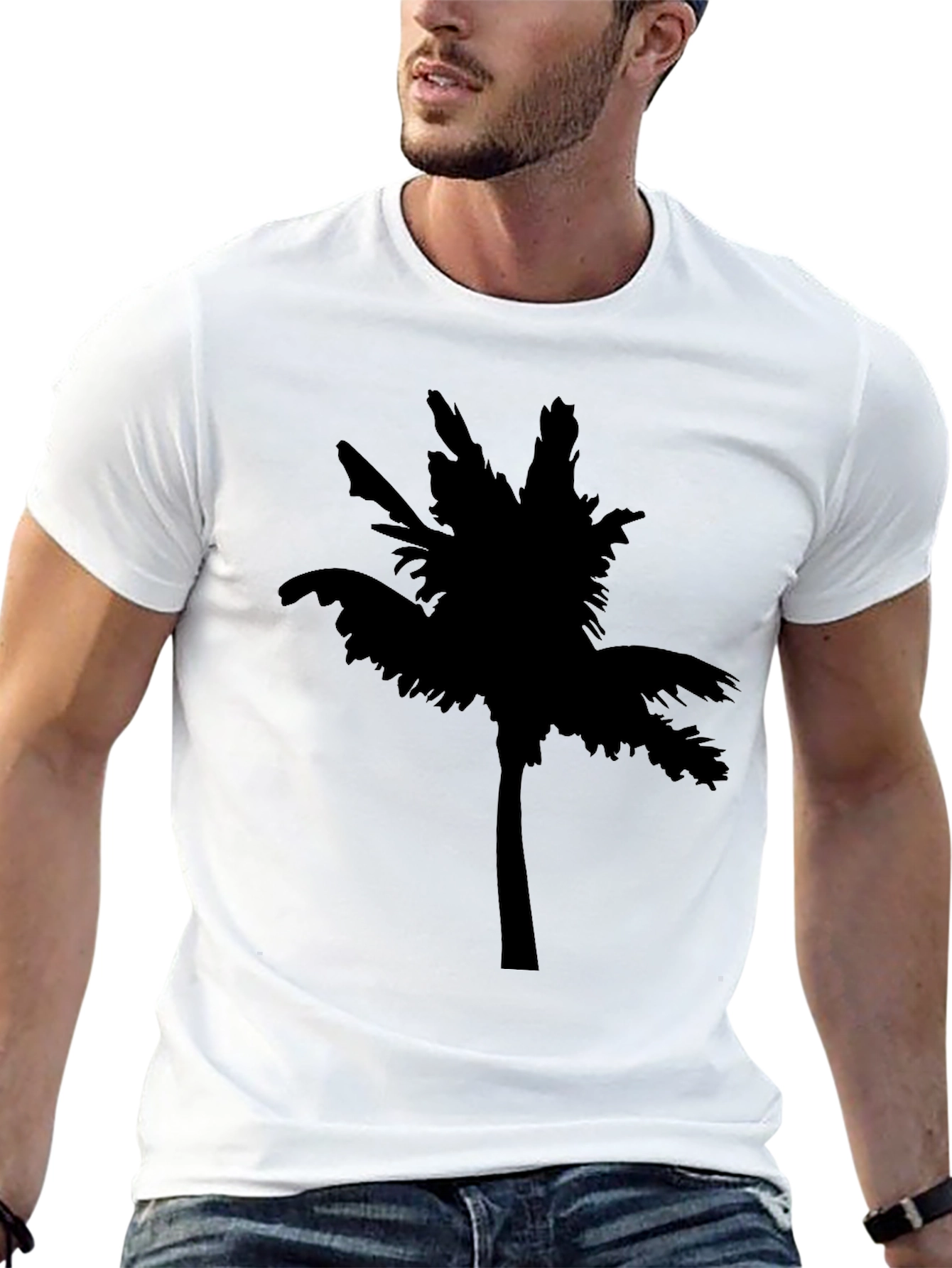 Mens Black Palm Tree Graphic T-Shirt