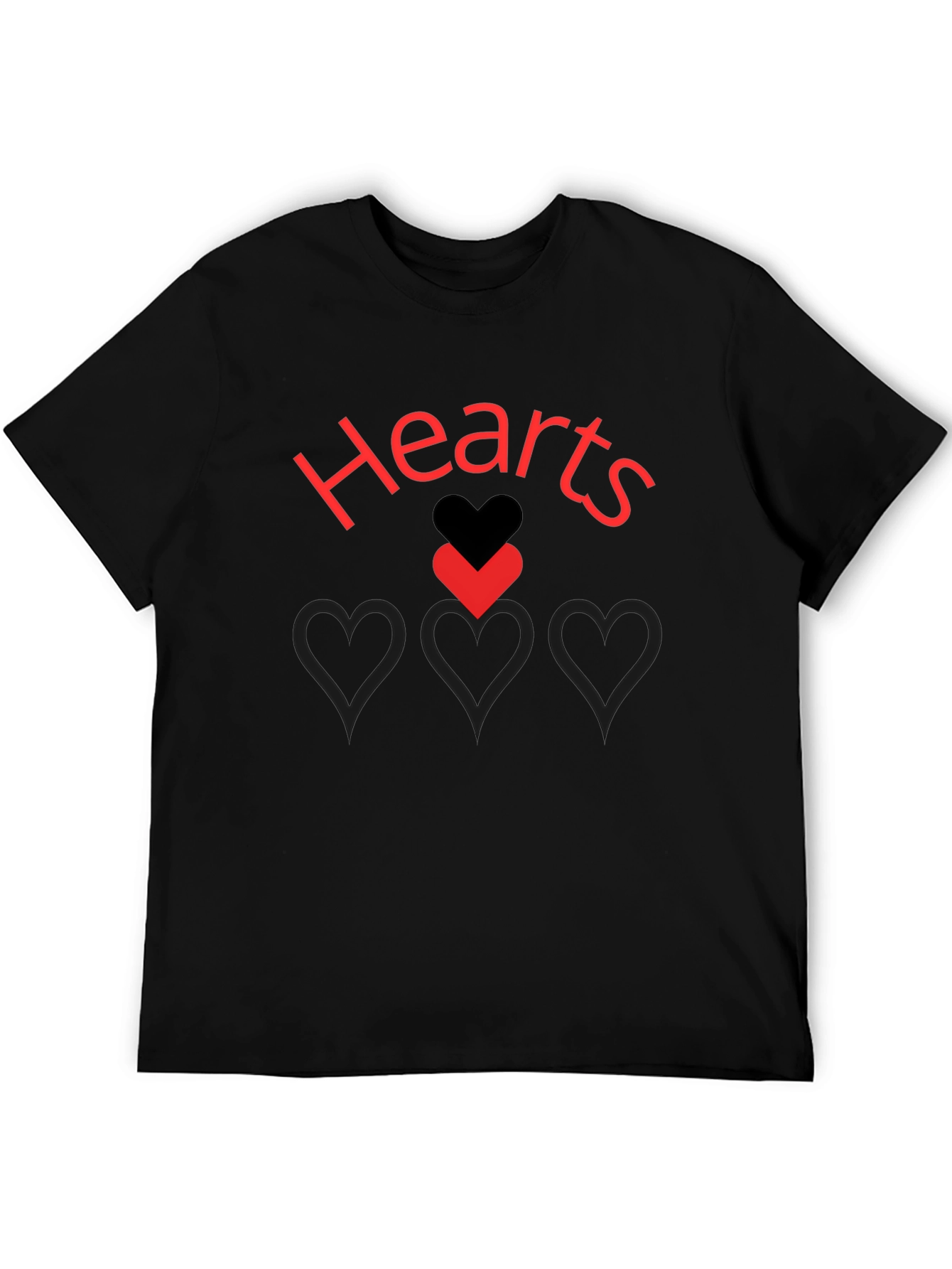 Hearts Graphic Print Black T-Shirt