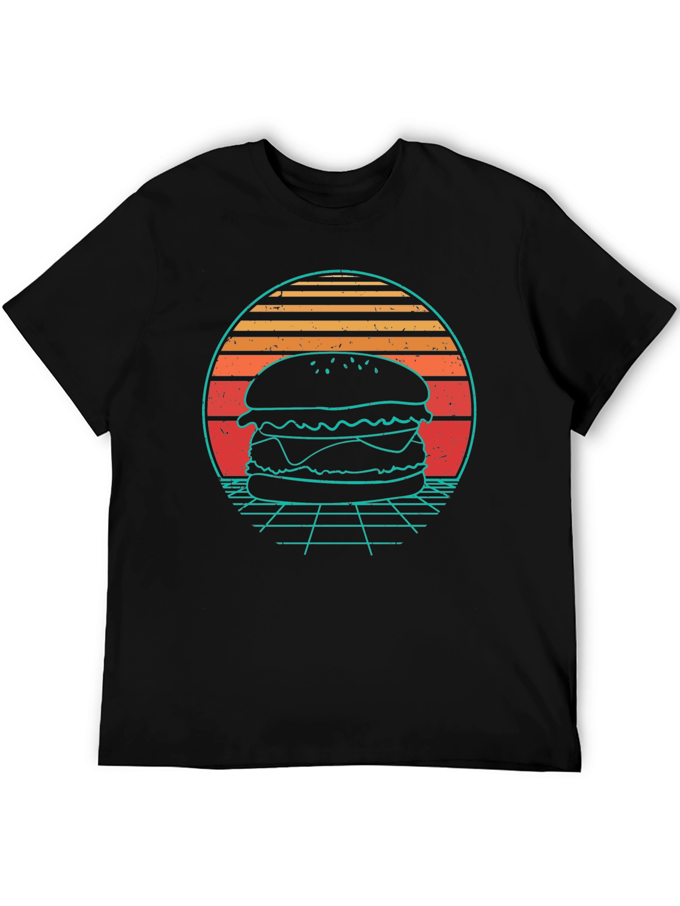 Retro Burger T-Shirt - Synthwave Design