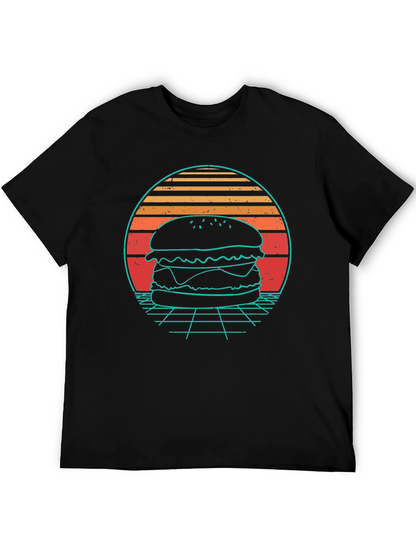 Retro Burger T-Shirt - Synthwave Design