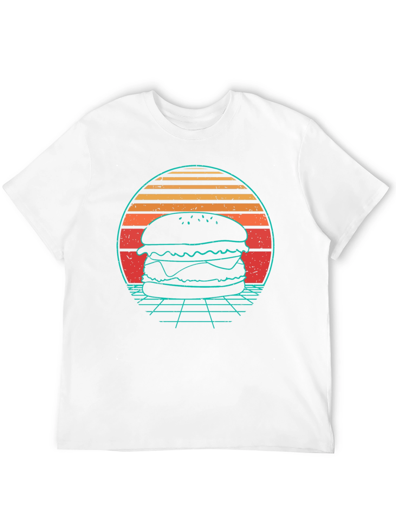 Retro Burger T-Shirt - Synthwave Design