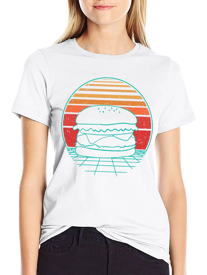 Retro Burger T-Shirt - Synthwave Design