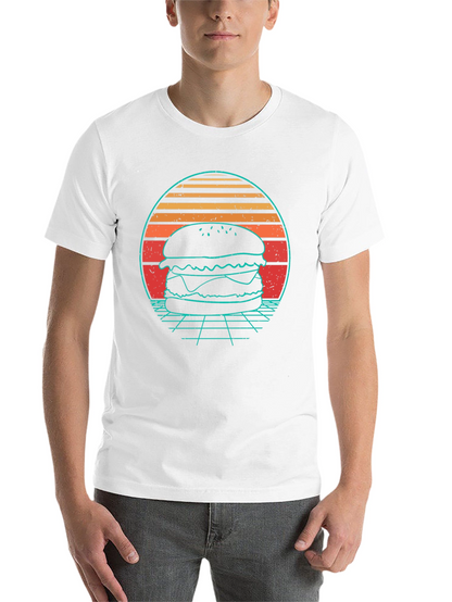 Retro Burger T-Shirt - Synthwave Design