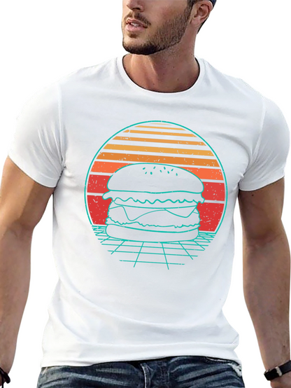 Retro Burger T-Shirt - Synthwave Design