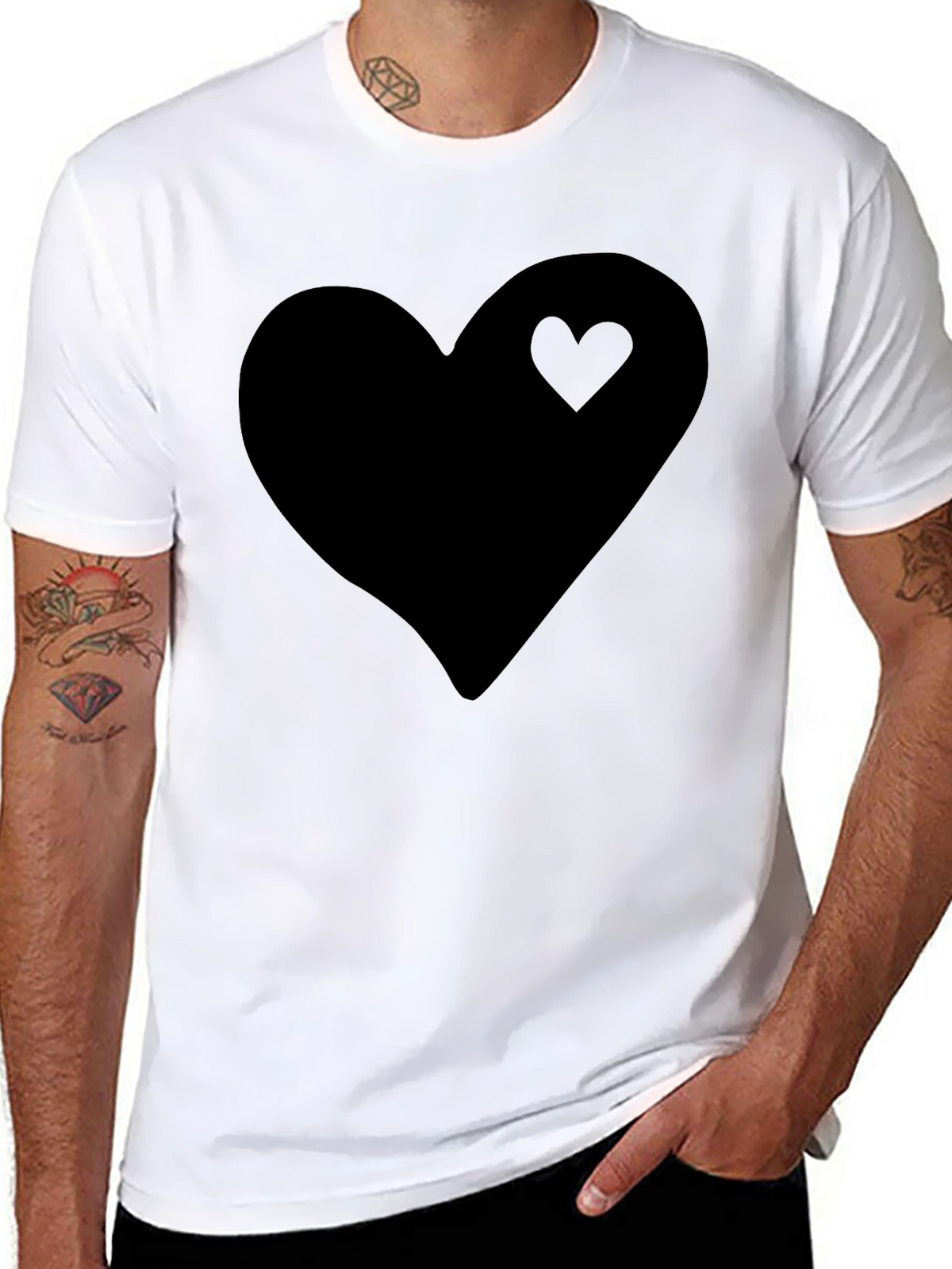 Black Heart Graphic Tee - Stylish Mens Casual Shirt