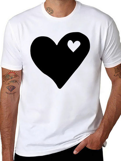 Black Heart Graphic Tee - Stylish Mens Casual Shirt