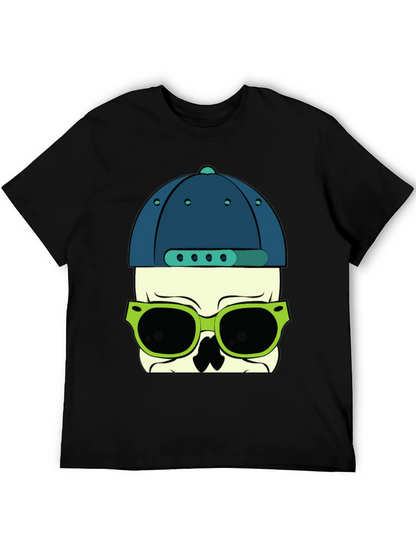 Skull with Hat and Sunglasses Graphic T-Shirt