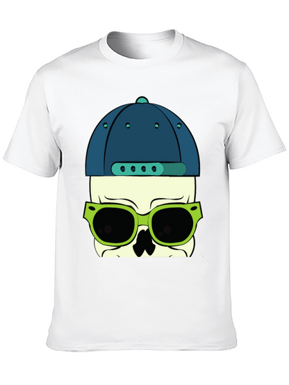 Skull with Hat and Sunglasses Graphic T-Shirt