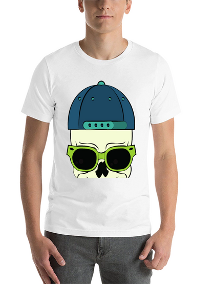 Skull with Hat and Sunglasses Graphic T-Shirt