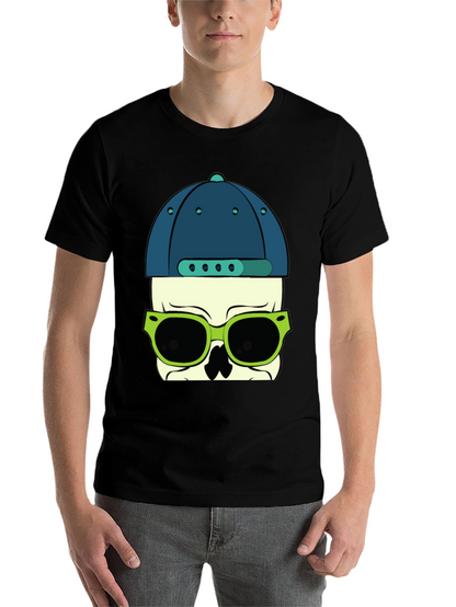 Skull with Hat and Sunglasses Graphic T-Shirt