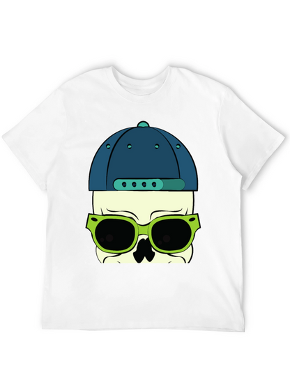 Skull with Hat and Sunglasses Graphic T-Shirt