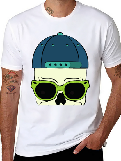 Skull with Hat and Sunglasses Graphic T-Shirt