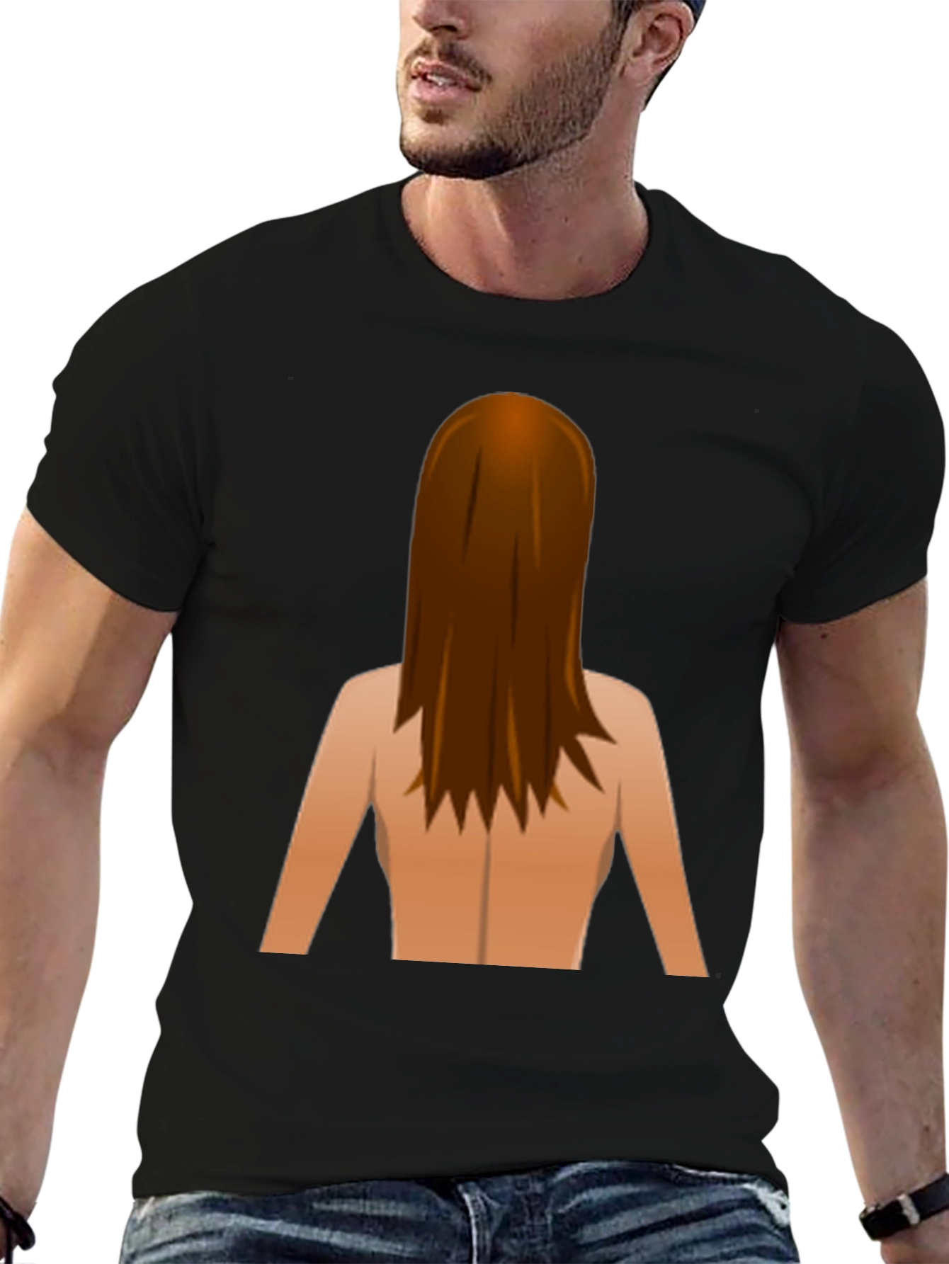 Funny Backless Woman Emoji Graphic Tee