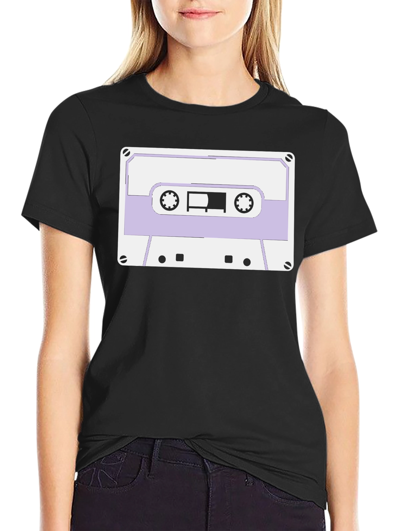 Retro Cassette Tape Graphic Tee - Black