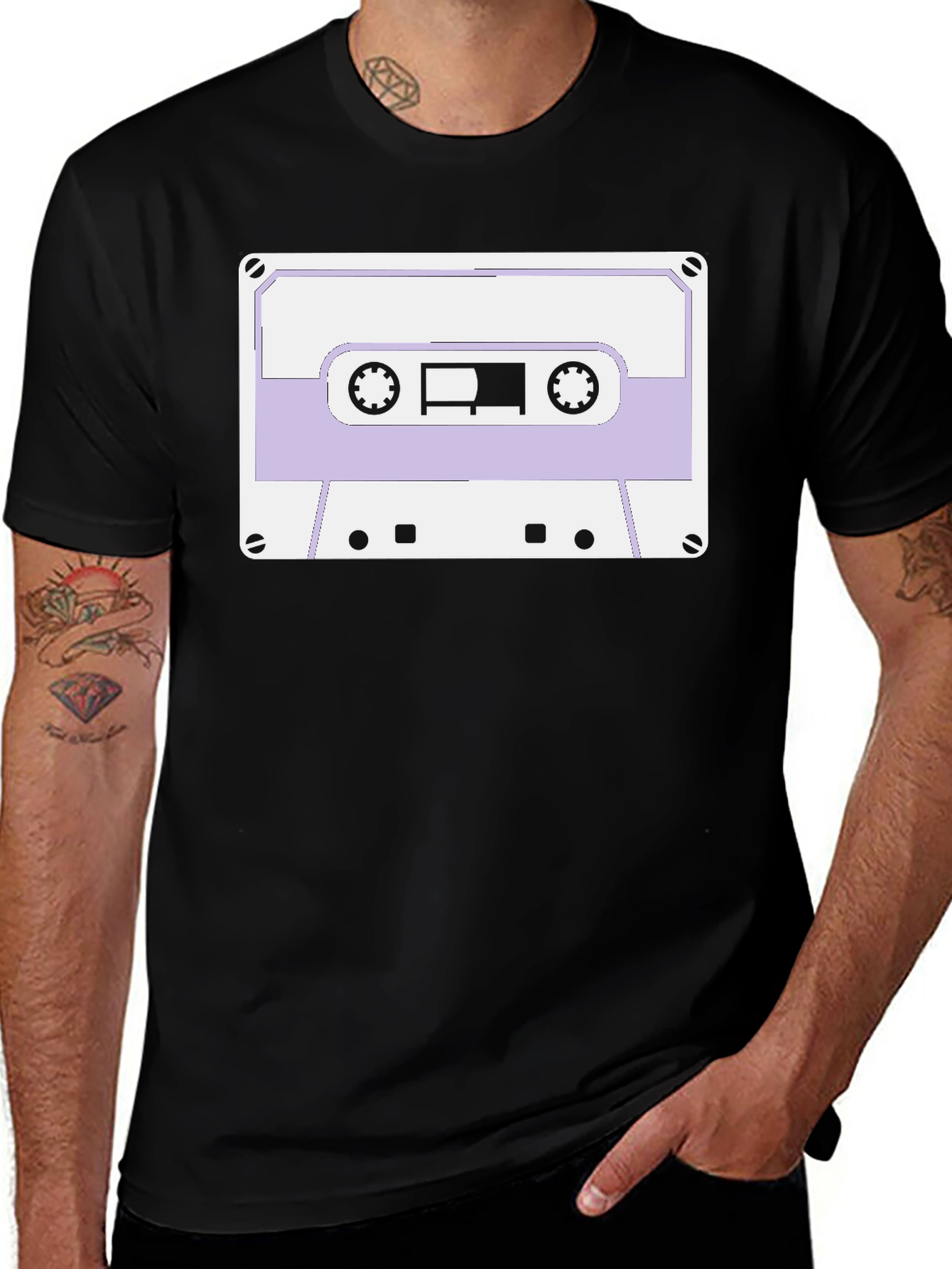 Retro Cassette Tape Graphic Tee - Black