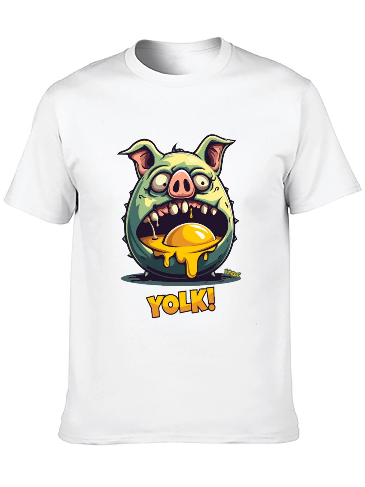 YOLK! Funny Pig-Egg Graphic Black T-Shirt