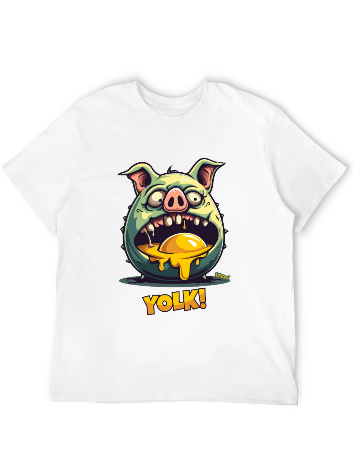 YOLK! Funny Pig-Egg Graphic Black T-Shirt