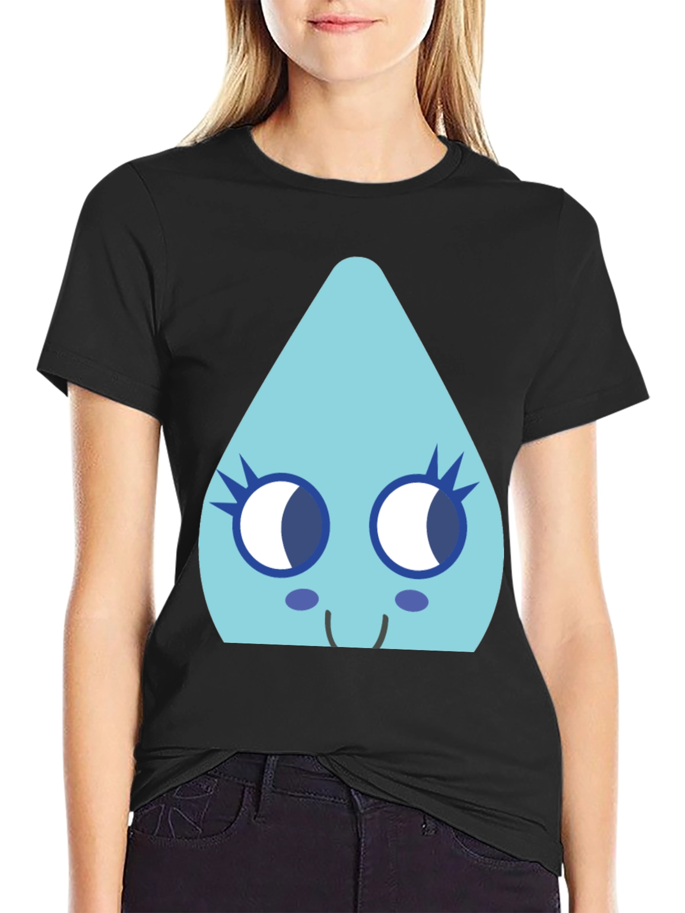 Cute Teardrop Character Black T-Shirt