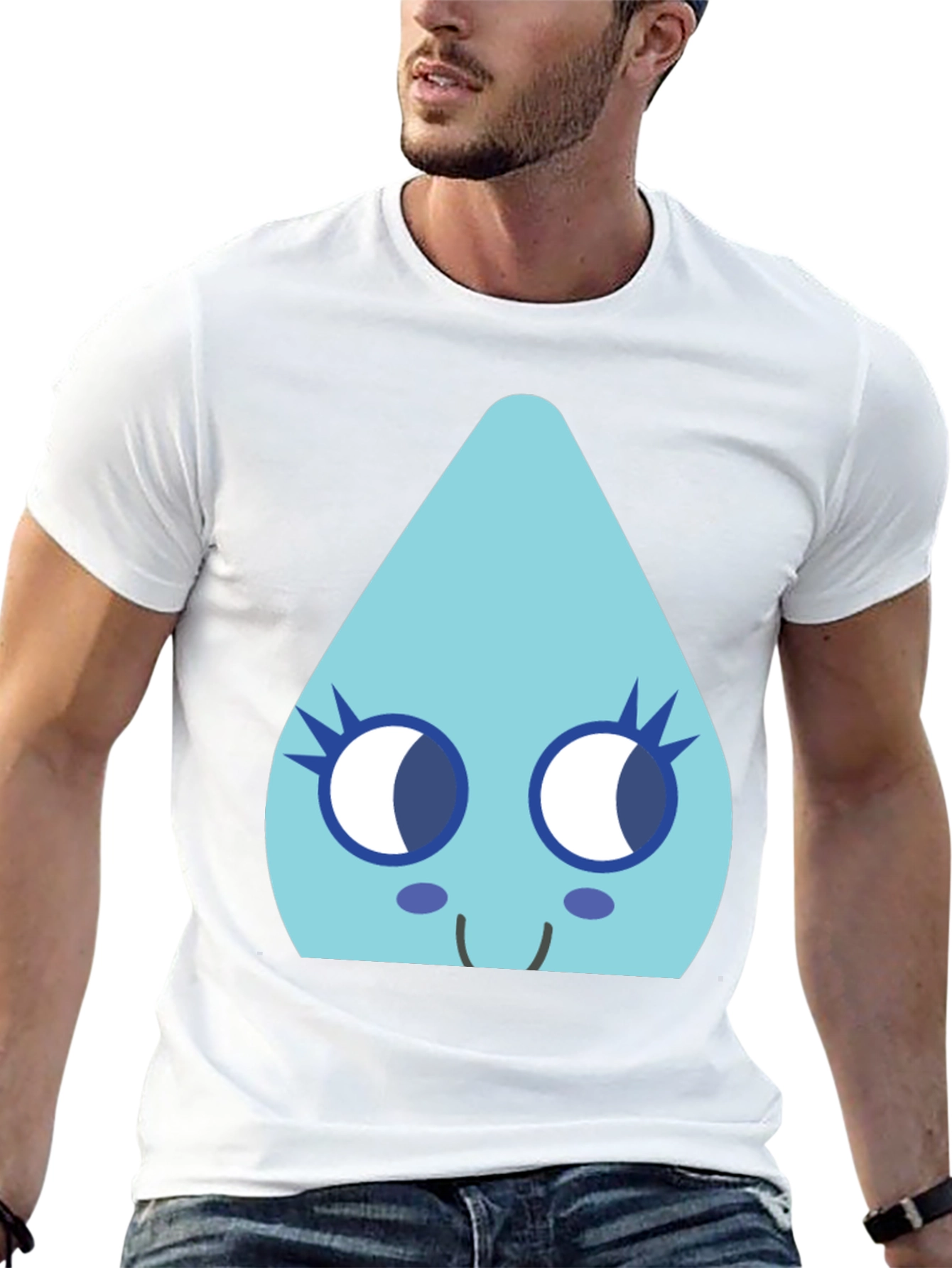 Cute Teardrop Character Black T-Shirt