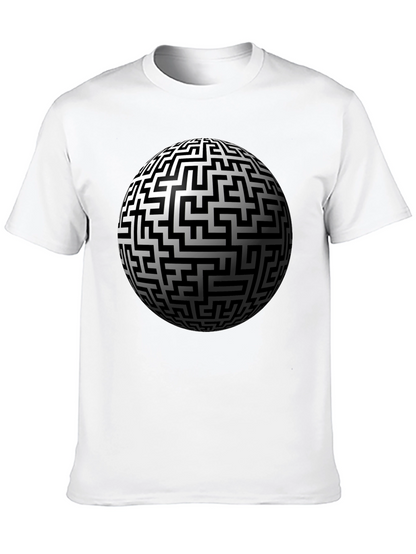 Maze Sphere Graphic Tee - Black Cotton Casual Wear