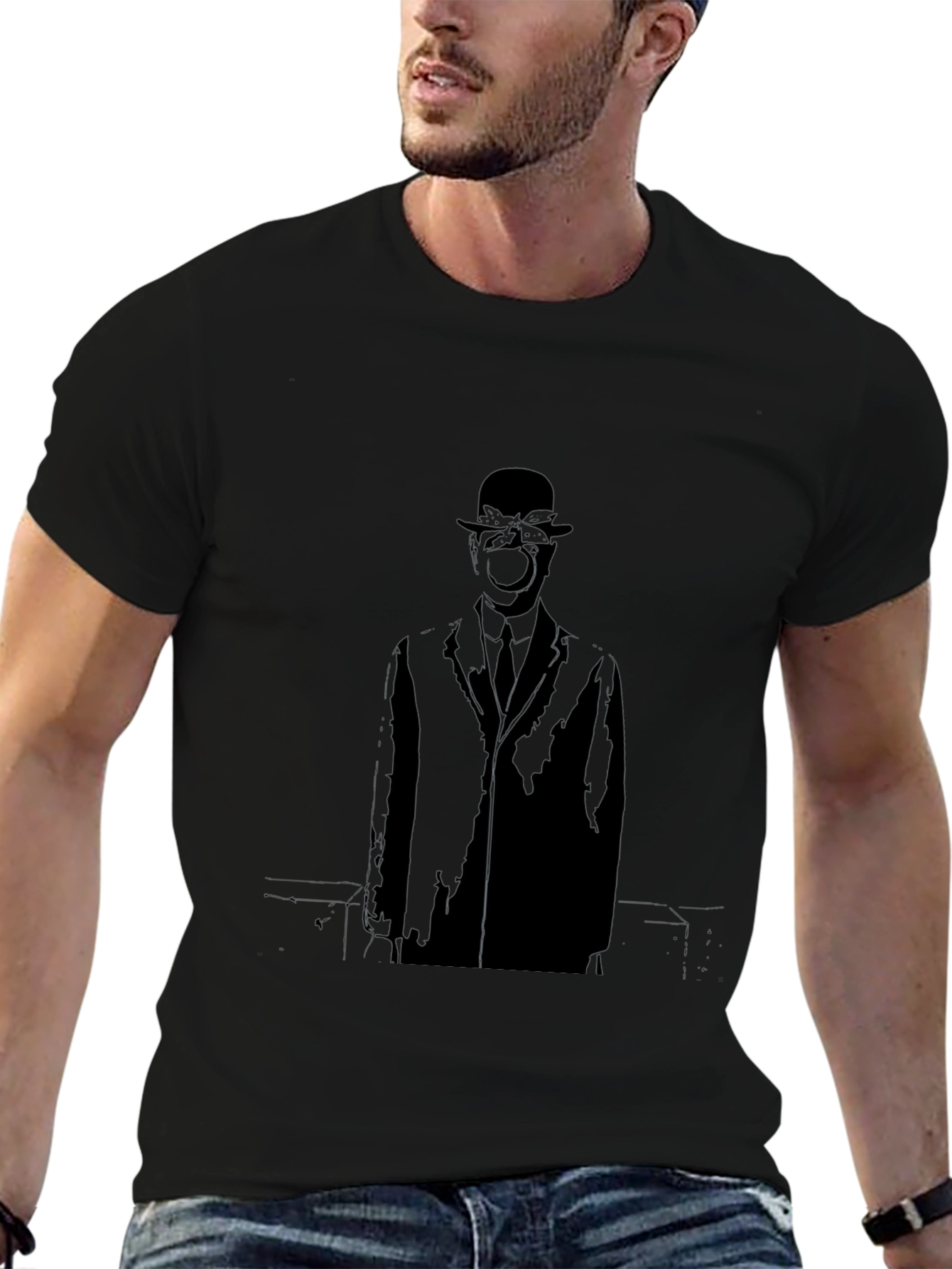 Artistic Black Apple Man Graphic Tee