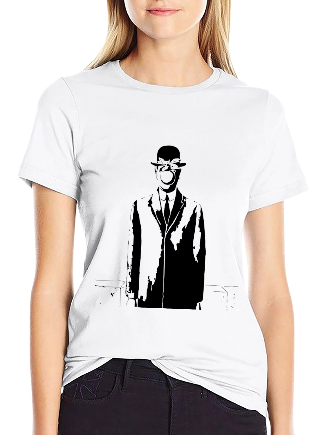 Artistic Black Apple Man Graphic Tee