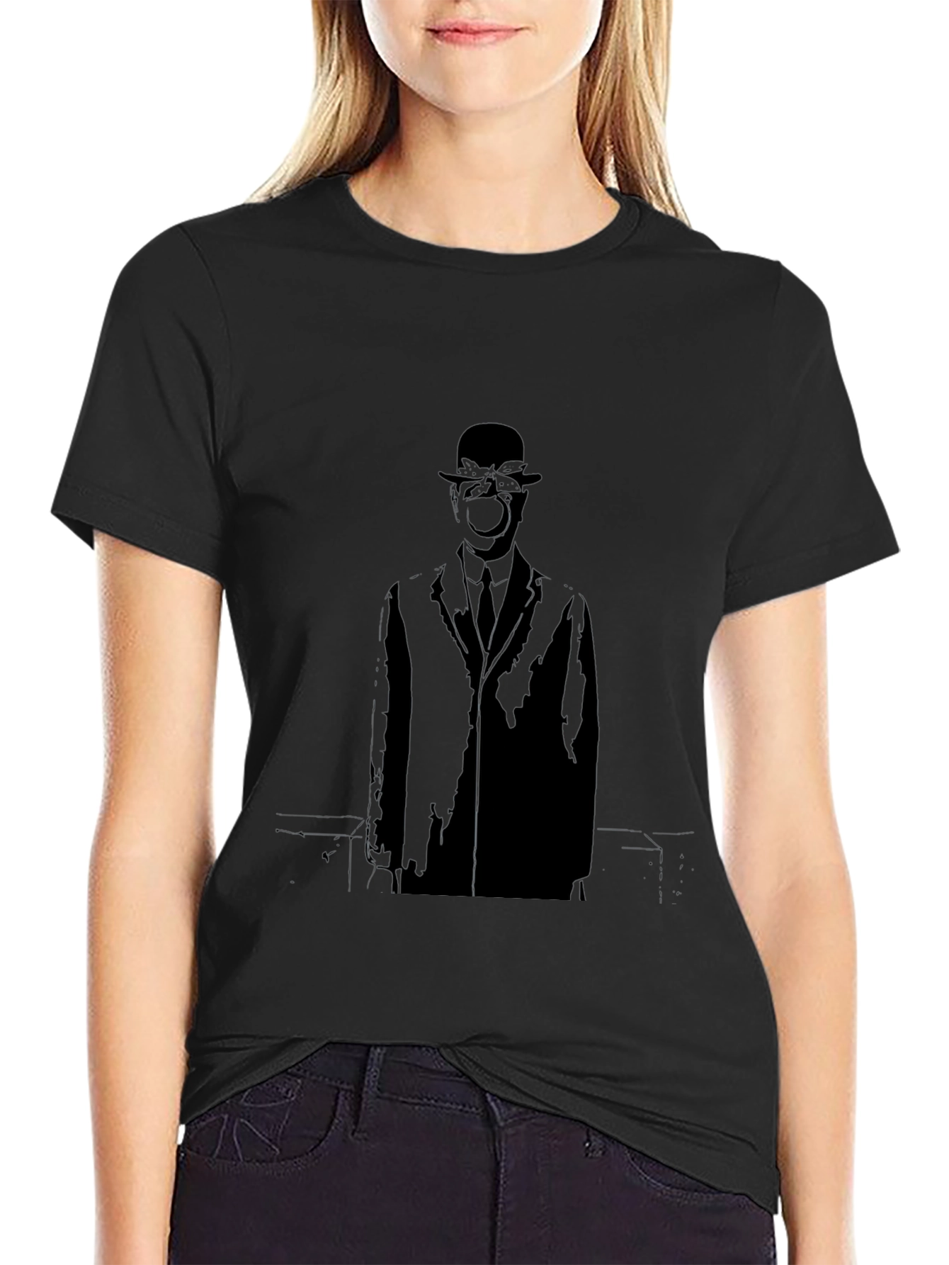 Artistic Black Apple Man Graphic Tee