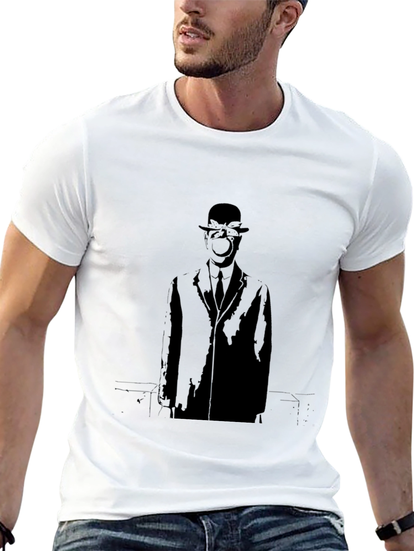 Artistic Black Apple Man Graphic Tee