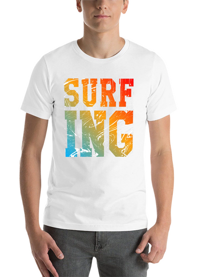 Surfing Graphic Print Black Crew Neck T-Shirt