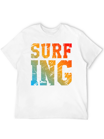 Surfing Graphic Print Black Crew Neck T-Shirt