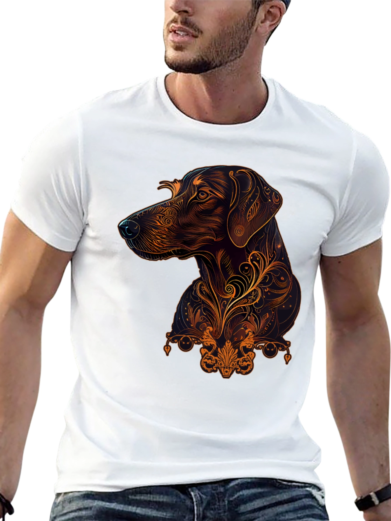 Dog Art Graphic Black T-Shirt