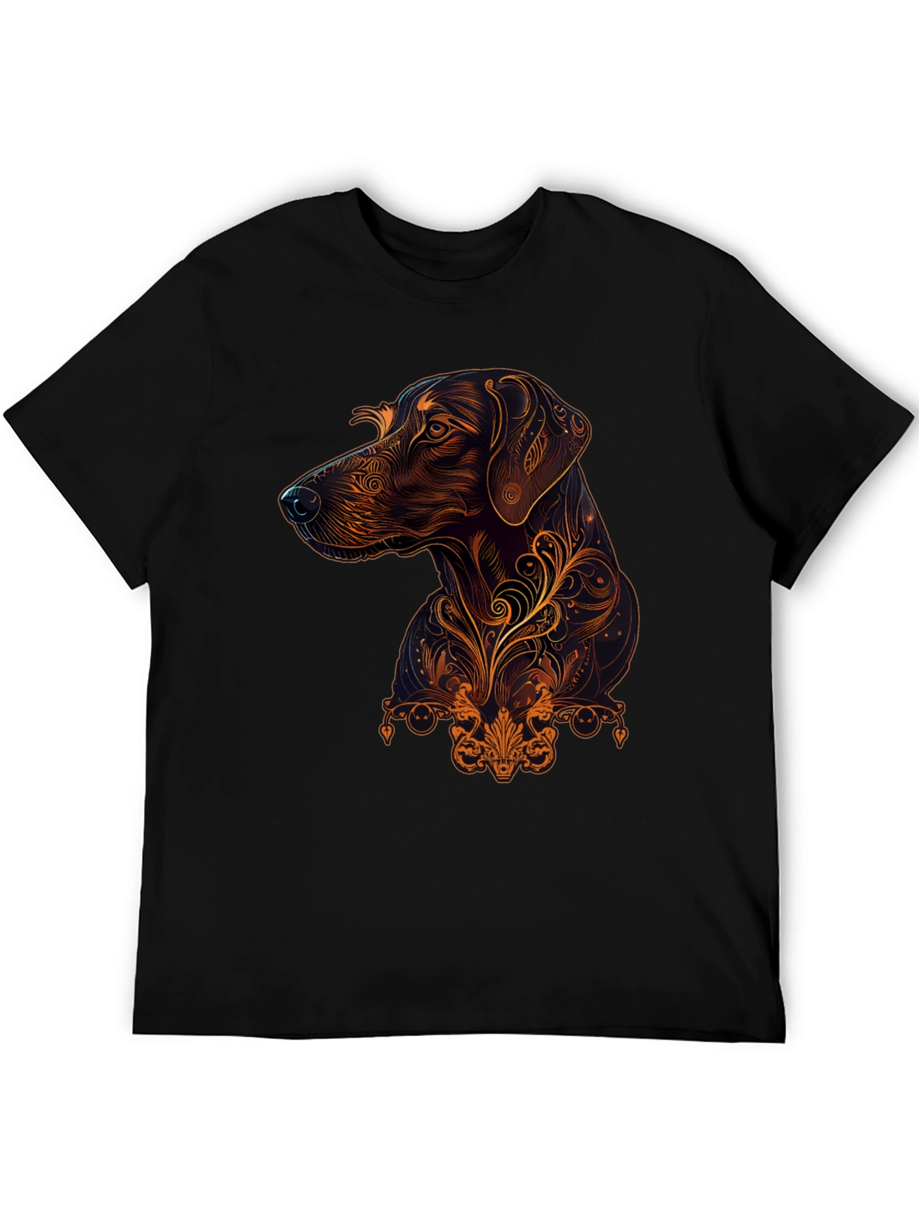 Dog Art Graphic Black T-Shirt