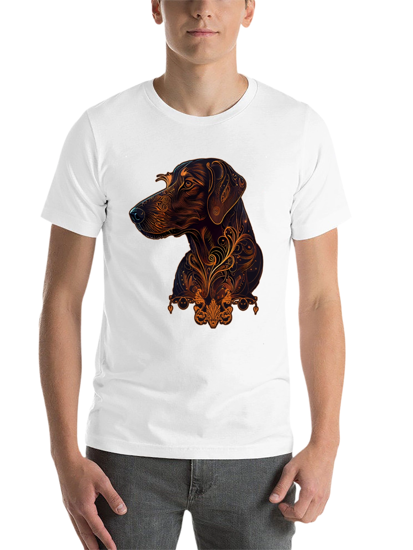 Dog Art Graphic Black T-Shirt