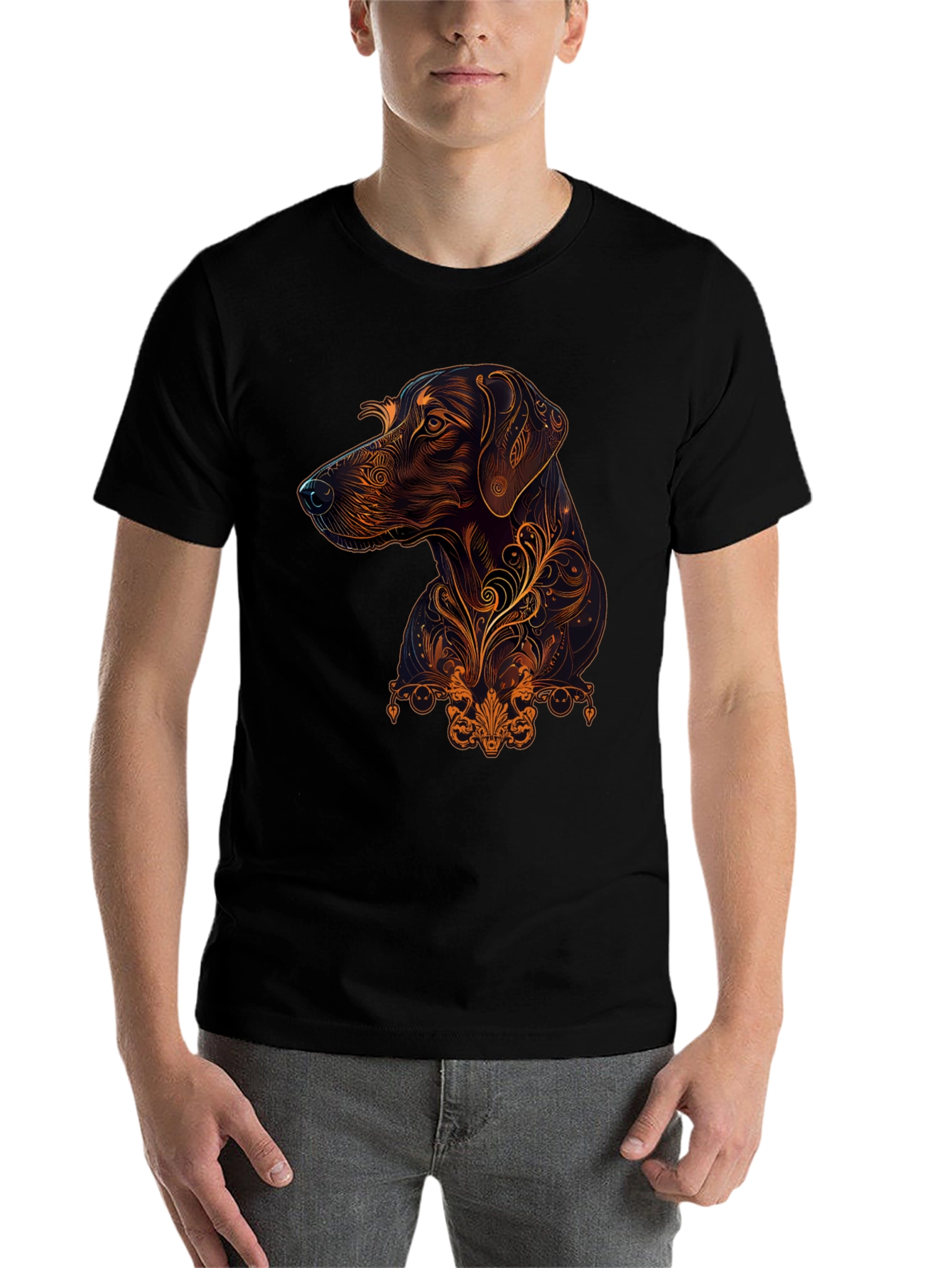Dog Art Graphic Black T-Shirt