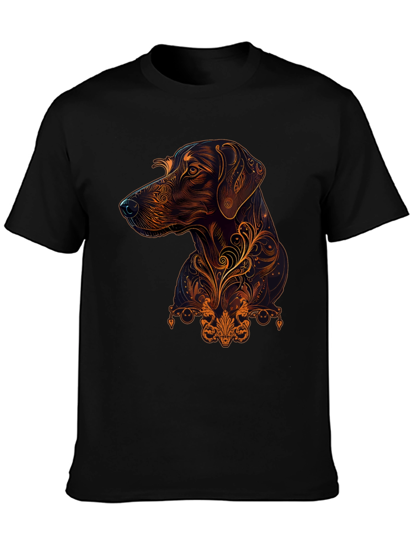 Dog Art Graphic Black T-Shirt