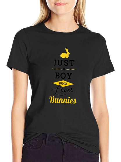 Just a Boy Who Loves Bunnies Black T-Shirt