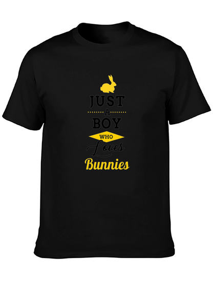Just a Boy Who Loves Bunnies Black T-Shirt