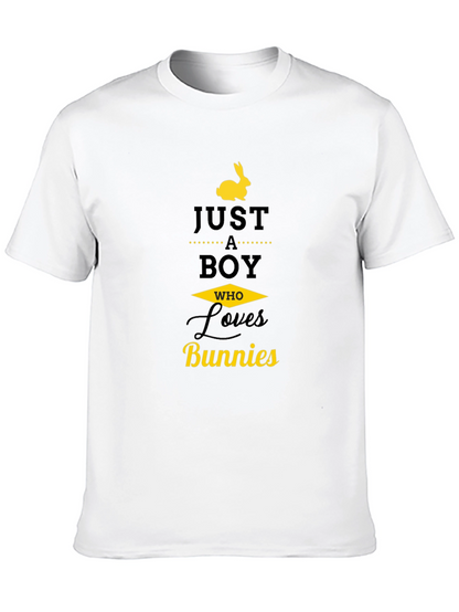 Just a Boy Who Loves Bunnies Black T-Shirt