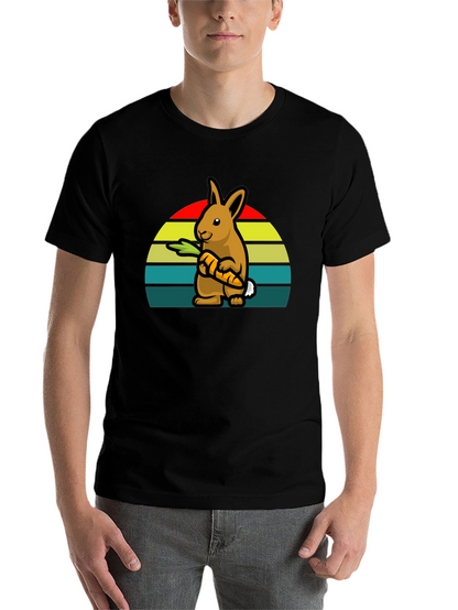 Retro Rabbit with Carrot T-Shirt - Cute Graphic Tee