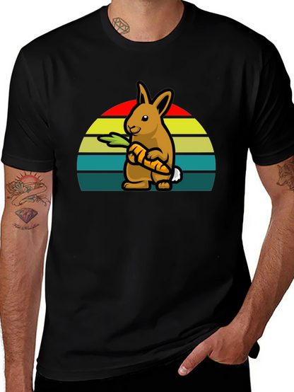 Retro Rabbit with Carrot T-Shirt - Cute Graphic Tee