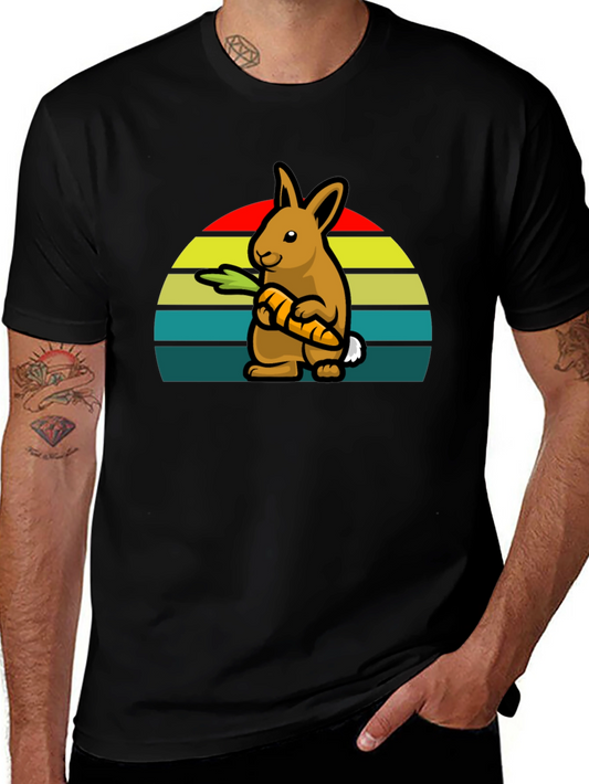 Retro Rabbit with Carrot T-Shirt - Cute Graphic Tee