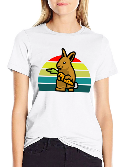 Retro Rabbit with Carrot T-Shirt - Cute Graphic Tee