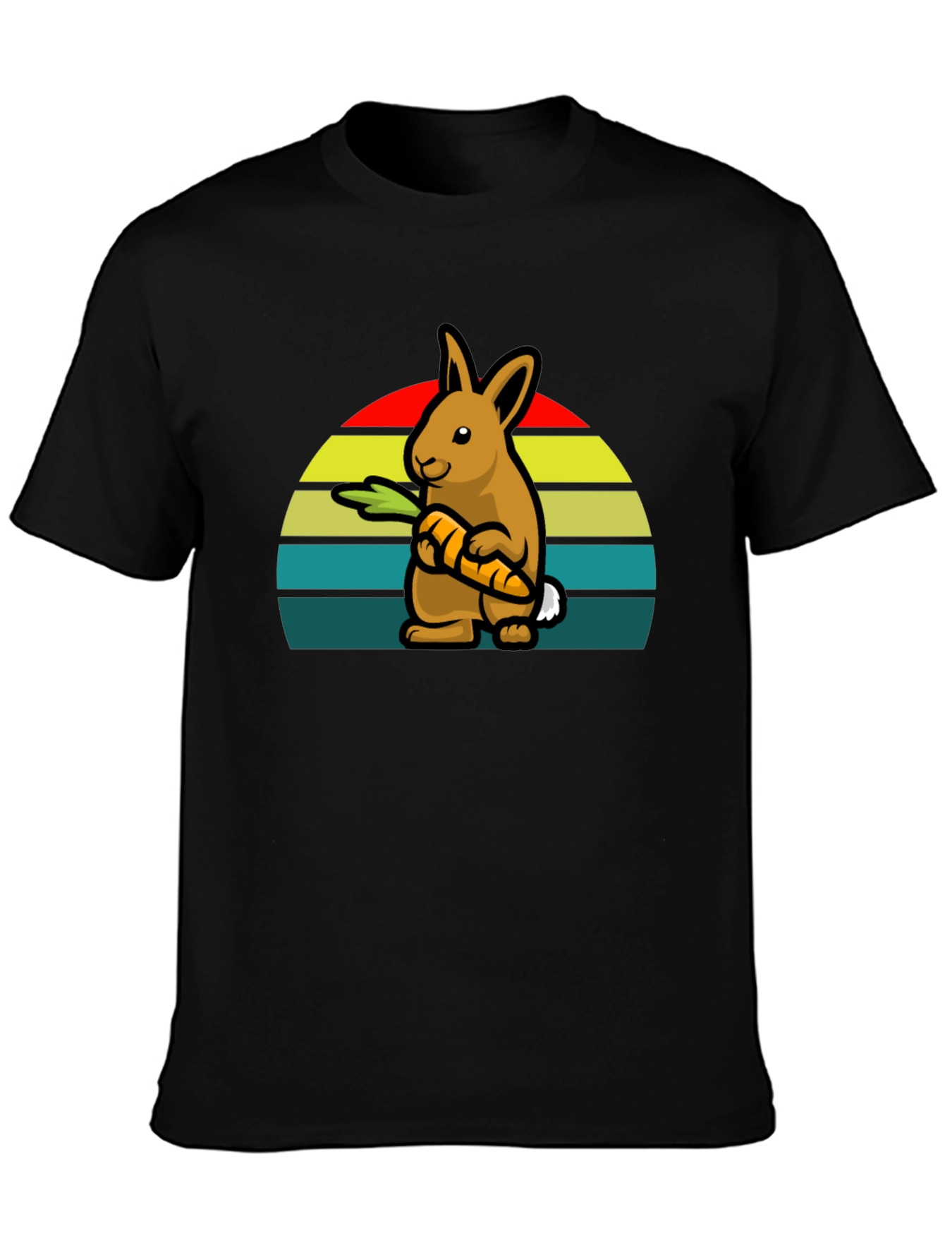 Retro Rabbit with Carrot T-Shirt - Cute Graphic Tee