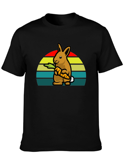Retro Rabbit with Carrot T-Shirt - Cute Graphic Tee