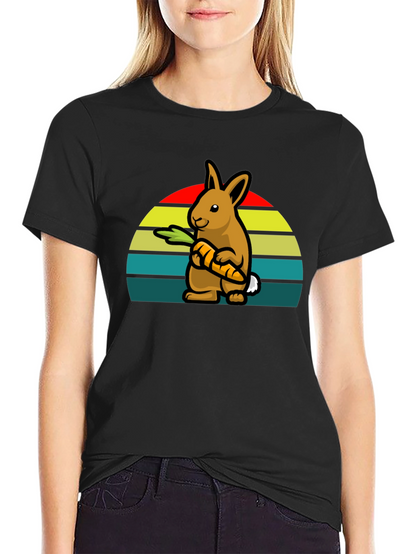 Retro Rabbit with Carrot T-Shirt - Cute Graphic Tee
