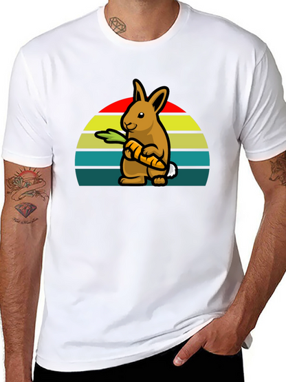 Retro Rabbit with Carrot T-Shirt - Cute Graphic Tee