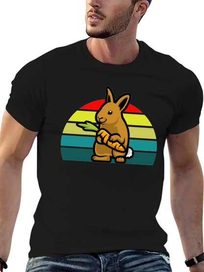 Retro Rabbit with Carrot T-Shirt - Cute Graphic Tee