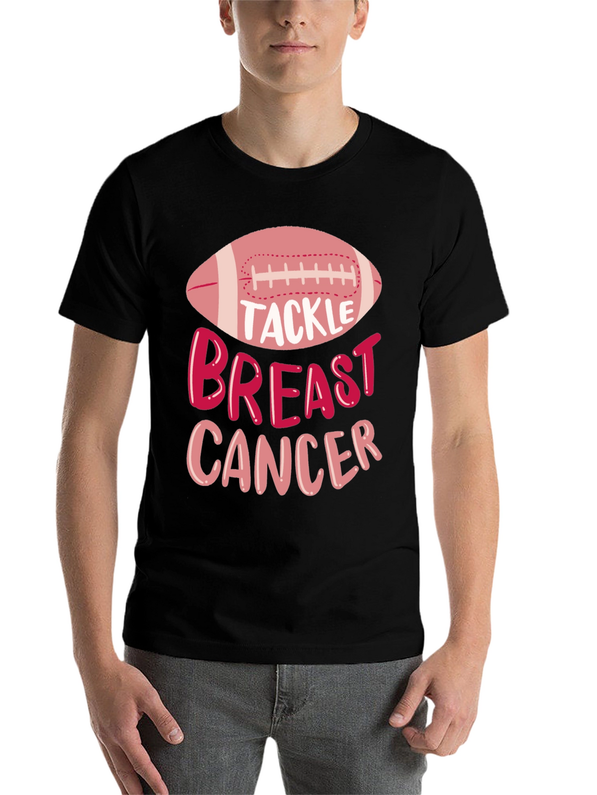 Tackle Breast Cancer Awareness Football T-Shirt