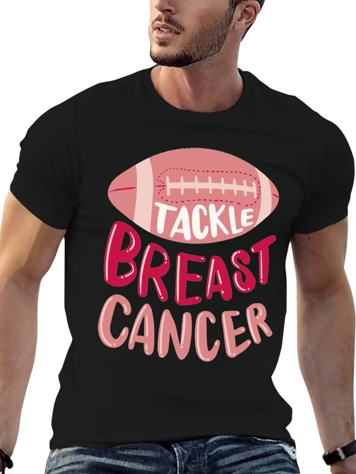 Tackle Breast Cancer Awareness Football T-Shirt